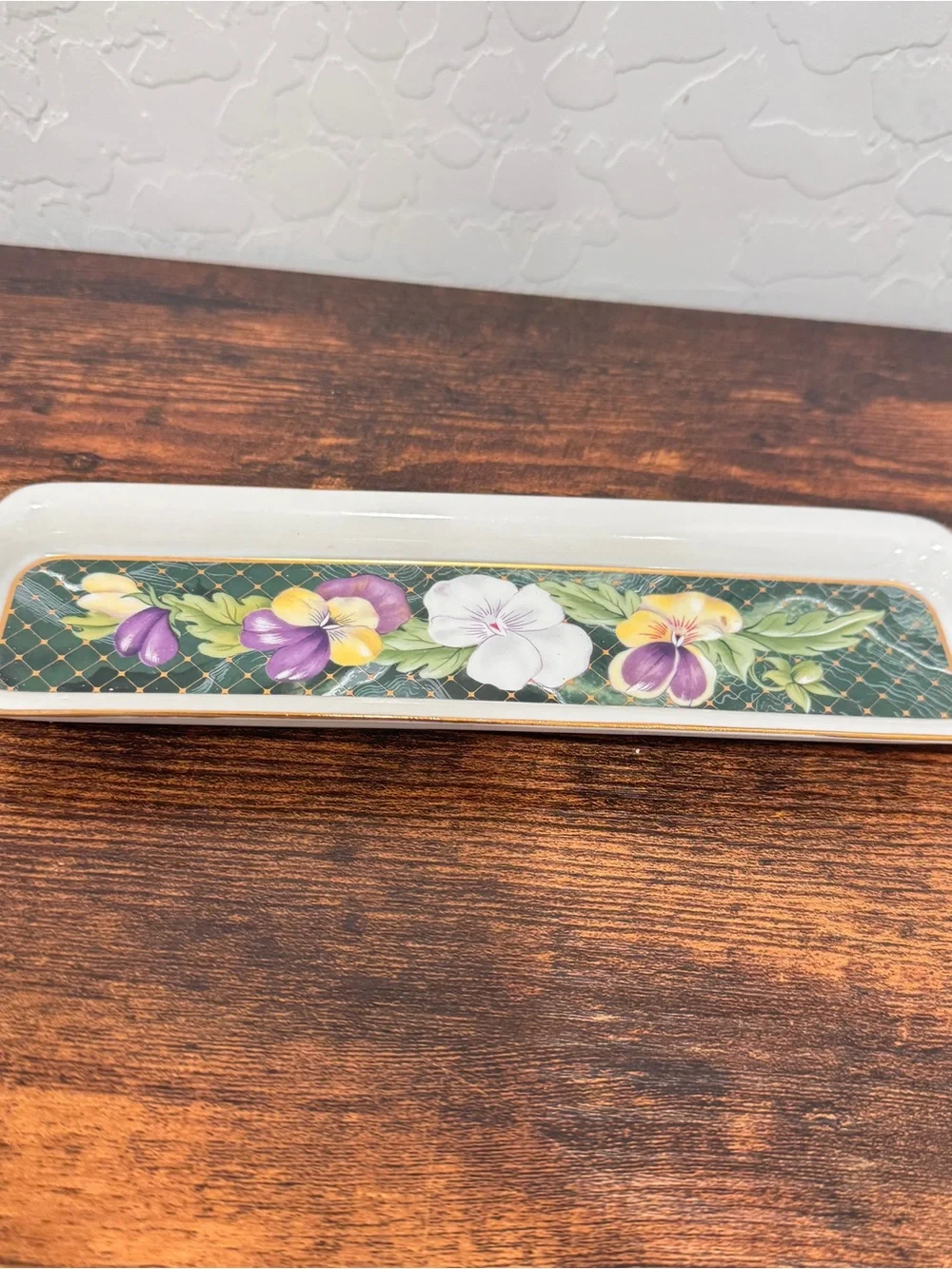 Neiman Marcus Vintage 2 Piece Ceramic Desk Set , Trinket Tray And Letter Opener